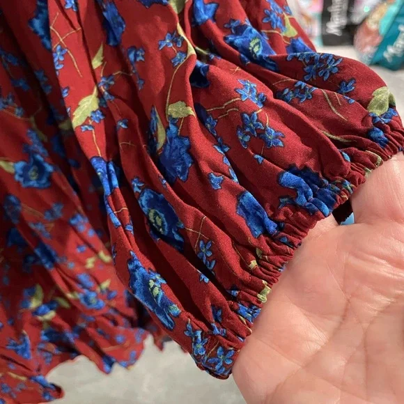 Free People Flower Fields Dress. XL. NWT. Burgundy. Floral. Long sleeve. - Picture 5 of 9